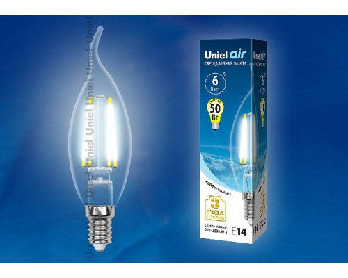 Лампа светодиодная Uniel Air E14 6Вт 4000K LED-CW35-6W/NW/E14/CL GLA01TR картон