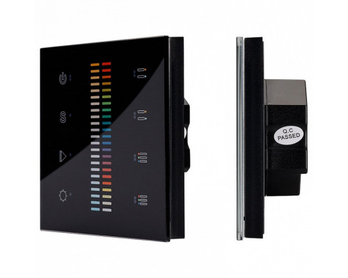 Панель-регулятора цвета RGBW сенсорная встраиваемая Arlight Sens SR-2830C-AC-RF-IN Black (220V, RGB+CCT, 4зоны)
