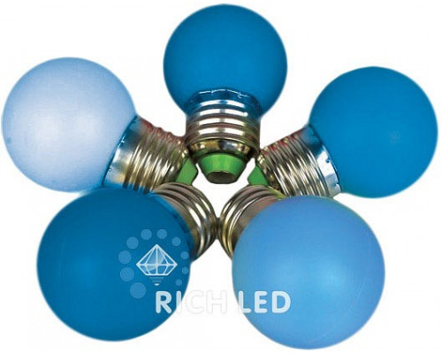Лампа светодиодная RL-BL E27 220В 1Вт синий RL-BL-E27-G45-B