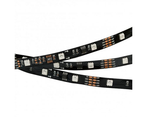 Лента светодиодная Arlight SPI-5000-5060-30 12V Cx3 RGB-Auto (Black 10mm, 6.5W/m, IP20) 024599(1)