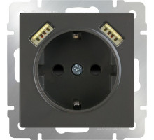 Розетка с заземлением, шторками и 2хUSB, без рамки Werkel WL07 WL07-SKGS-USBx2-IP20