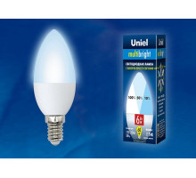 Лампа светодиодная Uniel C37 E14 6Вт 4000K LED-C37-6W/NW/E14/FR/MB PLM11WH картон