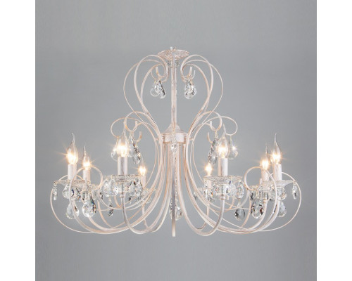 Подвесная люстра Eurosvet Alda 3305/8 белый с золотом/прозрачный хрусталь Strotskis