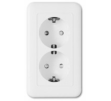 Розетка двойная с заземлением Imex 70 Wide WH WSN 1122 WH