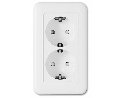 Розетка двойная с заземлением Imex 70 Wide WH WSN 1122 WH