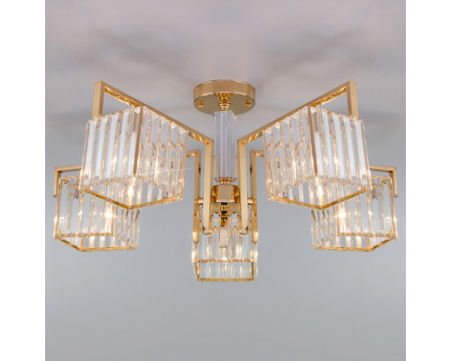 Люстра на штанге Eurosvet April 10117/5 золото/прозрачный хрусталь Strotskis