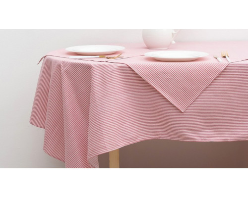 Скатерь с салфетками (145x200 см) Розовые полоски