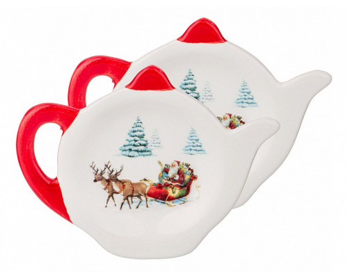 Набор из 2 подставок под чайные пакетики (11.8x9.1x1.5 см) Новогодняя сказка 230-313