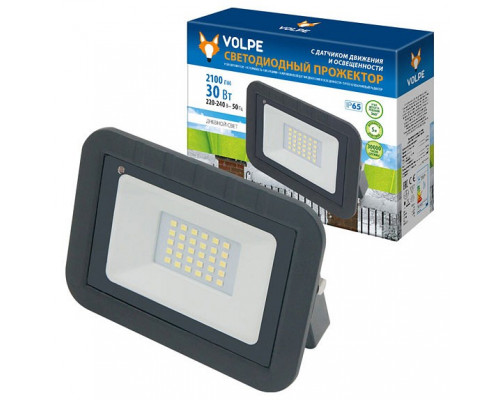 Настенный прожектор Volpe ULF-Q512 ULF-Q512 30W/DW SENSOR IP65 220-240B BLACK картон