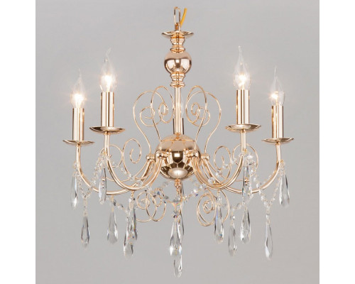 Подвесная люстра Eurosvet Wispa 10094/5 золото/прозрачный хрусталь Strotskis