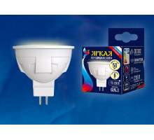 Лампа светодиодная Uniel Яркая Dim GU5.3 6Вт 3000K LED-JCDR 6W/WW/GU5.3/FR PLP01WH картон