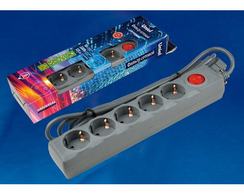 Удлинитель с выключателем Uniel S-Gsu5 S-GSU5-5 GREY