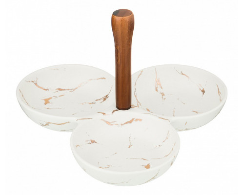 Менажница (23.5х23.5х16.5 см) Золотой мрамор 412-134