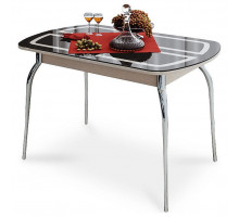 Стол обеденный Милан хром/дуб белфорт/коричневый с рисунком