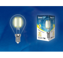 Лампа светодиодная Uniel Air E14 7.5Вт 3000K LED-G45-7,5W/WW/E14/CL GLA01TR картон