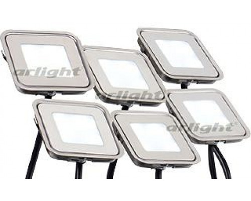 Набор из 6 встраиваемых светильников Arlight  KT-S-6x0.6W LED Day White 12V (квадрат)