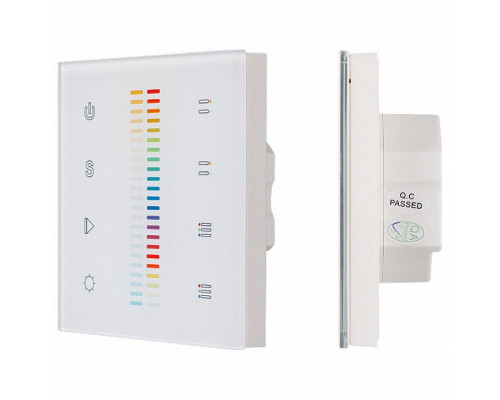 Панель-регулятора цвета RGBW сенсорная встраиваемая Arlight Sens SR-2830C-AC-RF-IN White (220V, RGB+CCT, 4зоны)