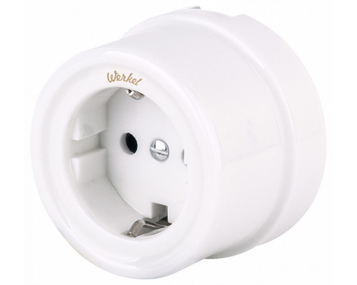 Розетка с заземлением и шторками Werkel белый Ретро W5671101
