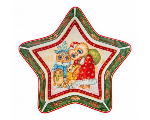 Блюдо декоративное (17.5x17.5x3.5 см) Совы 85-1574