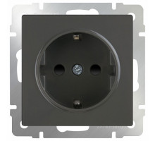 Розетка с заземлением и шторками, без рамки Werkel Серо-коричневый WL07-SKGS-01-IP44