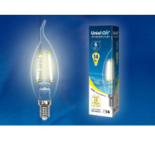 Лампа светодиодная Uniel Air E14 6Вт 3000K LED-CW35-6W/WW/E14/CL GLA01TR картон
