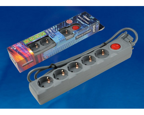 Удлинитель с выключателем Uniel S-Gsu5 S-GSU5-1,5 GREY