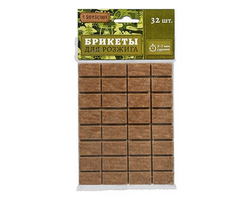 Набор из 32 брикетов для розжига (22х12х1.5 см) Boyscout 61146