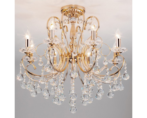 Подвесная люстра Eurosvet Collana 10096/8 золото/прозрачный хрусталь Strotskis