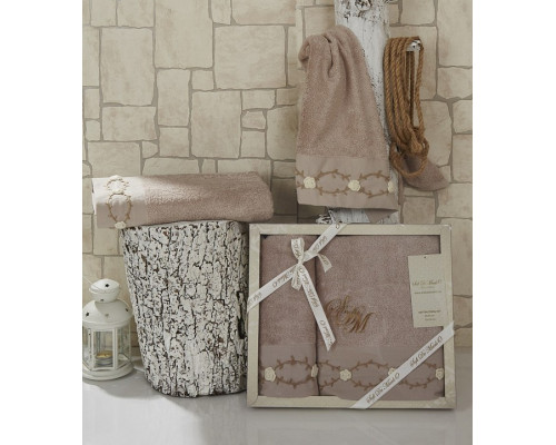 Набор из 2 полотенец для ванной Veron S.002кофе