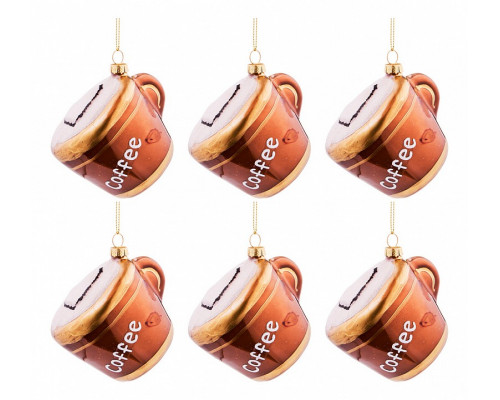 Набор из 6 елочных игрушек (8х6.9х7 см) Кофейная чашечка 864-110