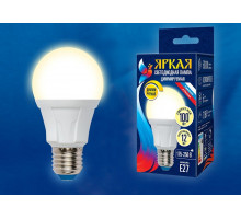 Лампа светодиодная Uniel Яркая Dim E27 12Вт 3000K LED-A60 12W/3000K/E27/FR/DIM PLP01WH картон