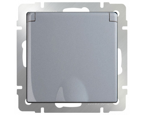 Розетка влагозащищенная с заземлением с крышкой со шторками, без рамки Werkel Серебряный WL06-SKGSC-01-IP44