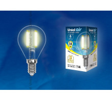 Лампа светодиодная Uniel Air E14 6Вт 3000K LED-G45-6W/WW/E14/CL GLA01TR картон
