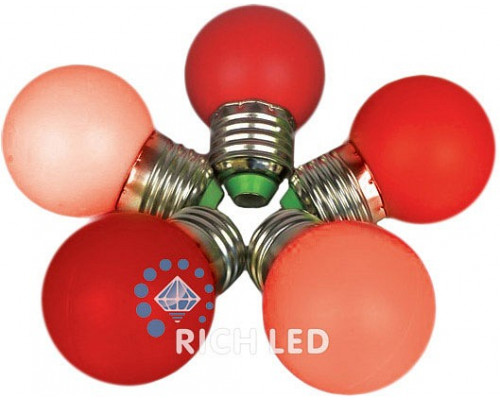 Лампа светодиодная RL-BL E27 220В 1Вт красный RL-BL-E27-G45-R