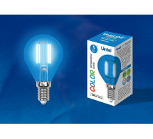 Лампа светодиодная Uniel Air Color E14 5Вт K LED-G45-5W/BLUE/E14 GLA02BL картон