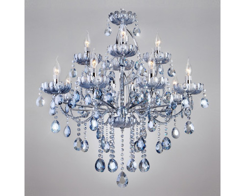 Подвесная люстра Eurosvet Darfina 3015/12 хром/лазурный хрусталь Strotskis