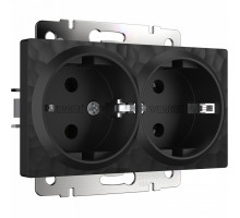 Розетка двойная с заземлением без рамки Werkel Hammer W1272008 (черный)