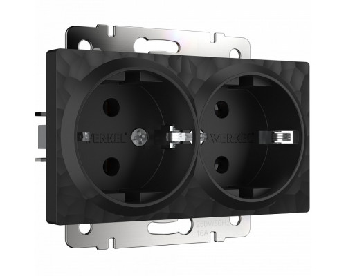 Розетка двойная с заземлением без рамки Werkel Hammer W1272008 (черный)