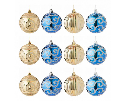 Набор из 12 елочных шаров Модный узор 858-032