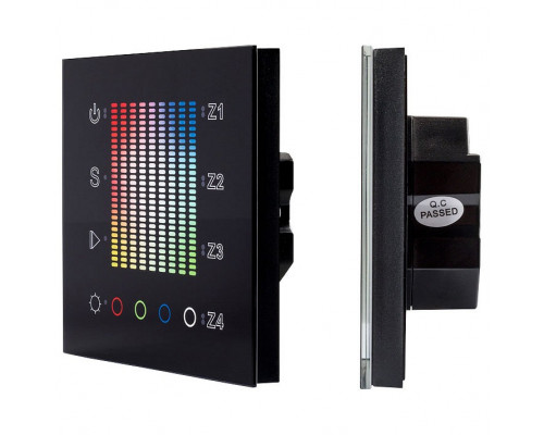 Панель-регулятора цвета RGBW сенсорная встраиваемая Arlight Sens SR-2831AC-RF-IN Black (220V, RGB, 4зоны)
