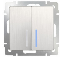 Выключатель проходной двухклавишный с подсветкой без рамки Werkel WL13 WL13-SW-2G-2W-LED