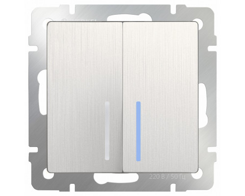 Выключатель проходной двухклавишный с подсветкой без рамки Werkel WL13 WL13-SW-2G-2W-LED