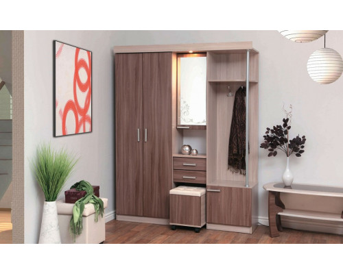 Стенка для прихожей Дебют-5 ясень шимо темный/ясень шимо светлый