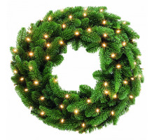 Венки хвойные [60 см] Нормандия с лампами зеленый 73737