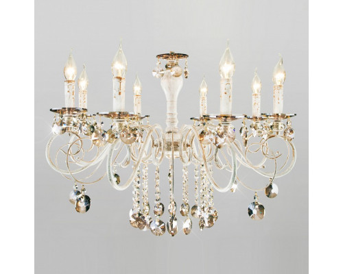 Подвесная люстра Eurosvet Ravenna 10104/8 белый с золотом/тонированный хрусталь Strotskis