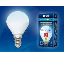 Лампа светодиодная Uniel G45 E14 6Вт 4000K LED-G45-6W/NW/E14/FR/MB PLM11WH картон