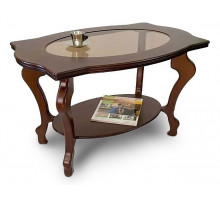 Стол журнальный Берже 1С со стеклом/темнокоричневый