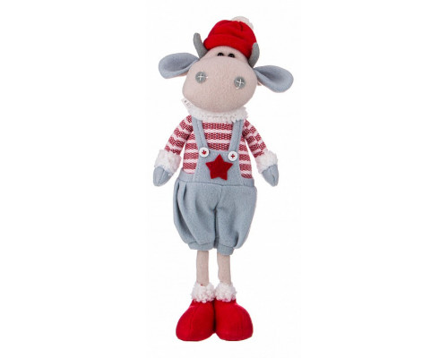 Мягкая игрушка (12х8х42 см) Теленок Мартин в серых шортиках 476-102