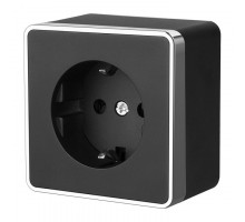 Розетка с заземлением и шторками Werkel  WL15-02-02 (черный)