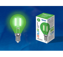 Лампа светодиодная Uniel Air Color E14 5Вт K LED-G45-5W/GREEN/E14 GLA02GR картон